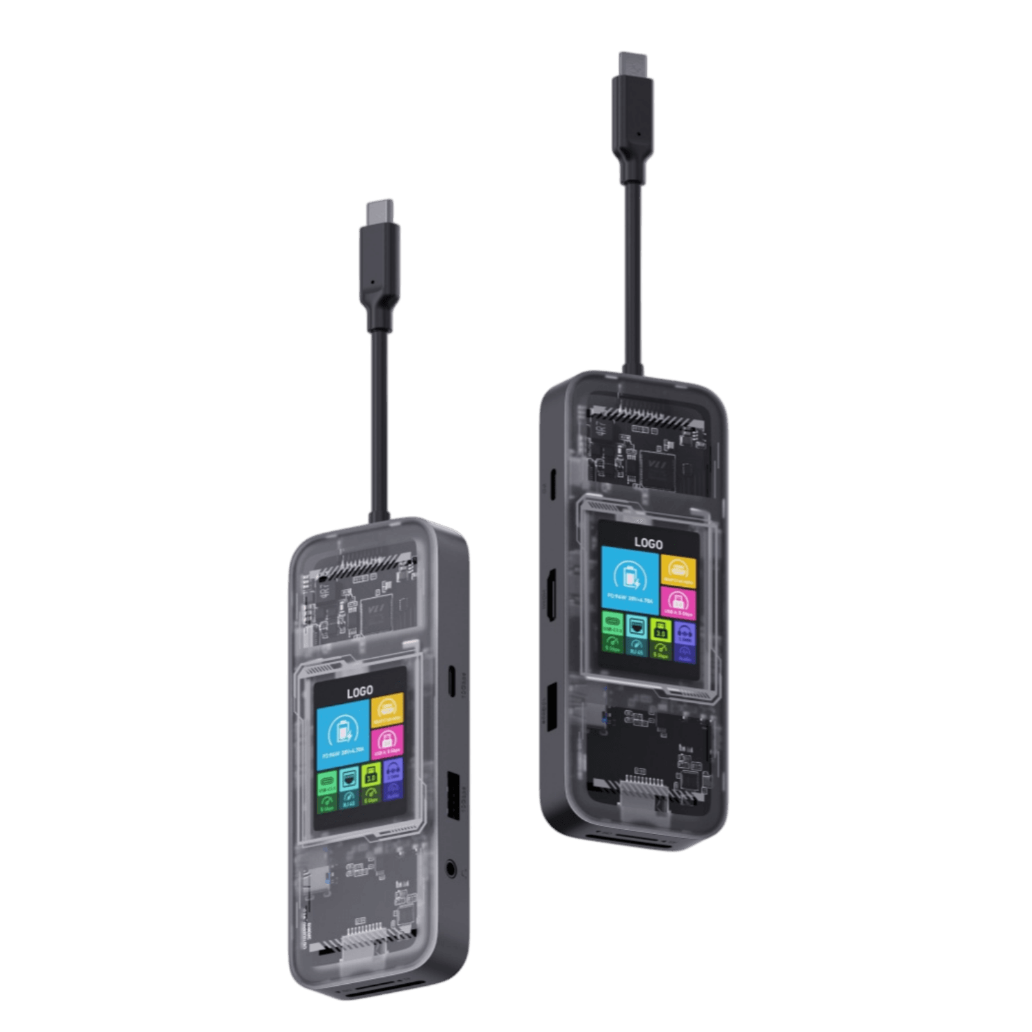 S02 TFT Screen Display 8 in 1 USB-C HUB