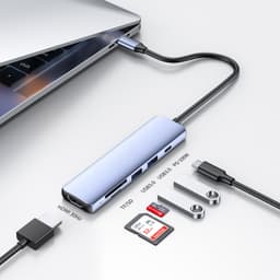 HB01 OEM Factory Aluminum 6 in 1 USB-C Docking Station 2