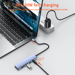 HB01 OEM Factory Aluminum 6 in 1 USB-C Docking Station 4
