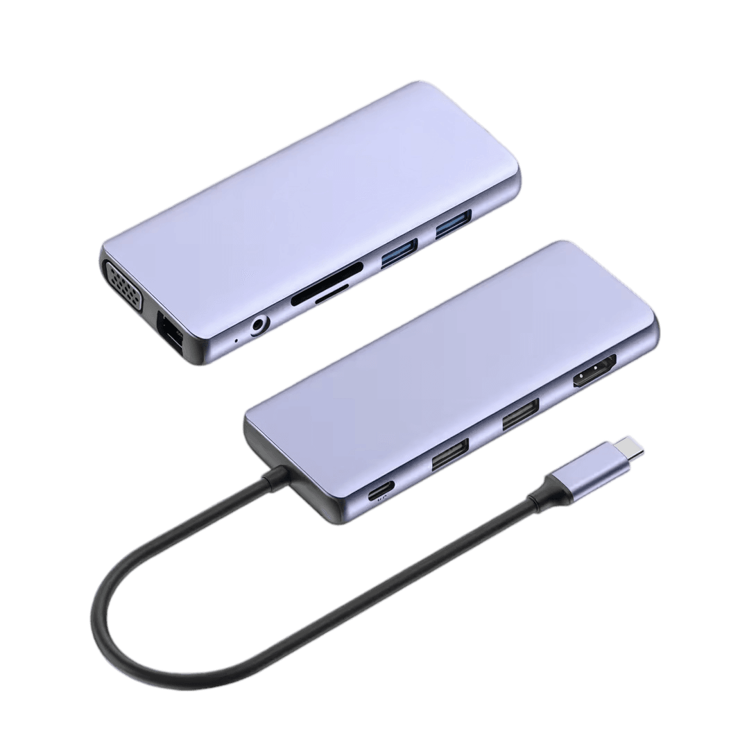 HB03 12-in-1 USB-C Docking Station with 4K HDMI, VGA, Gigabit Ethernet and 100W PD
